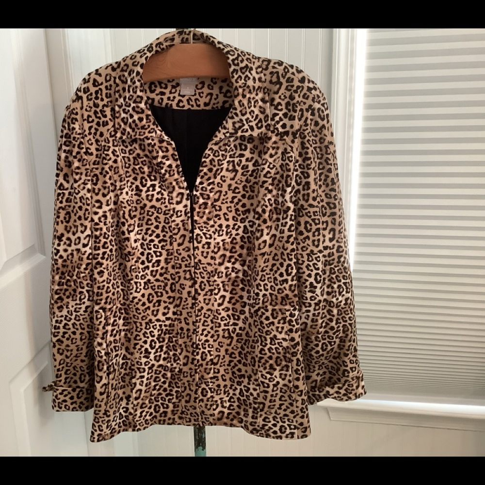 CHICO’S LEOPARD PRINT JACKET SZ 3 =XL